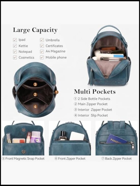 Mini PU Leather Backpack Purse Lightweight Anti-theft Convertible Daypack main image 6